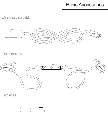 Basic AccessoriesUSB charging cableHeadset bodyEarpieces