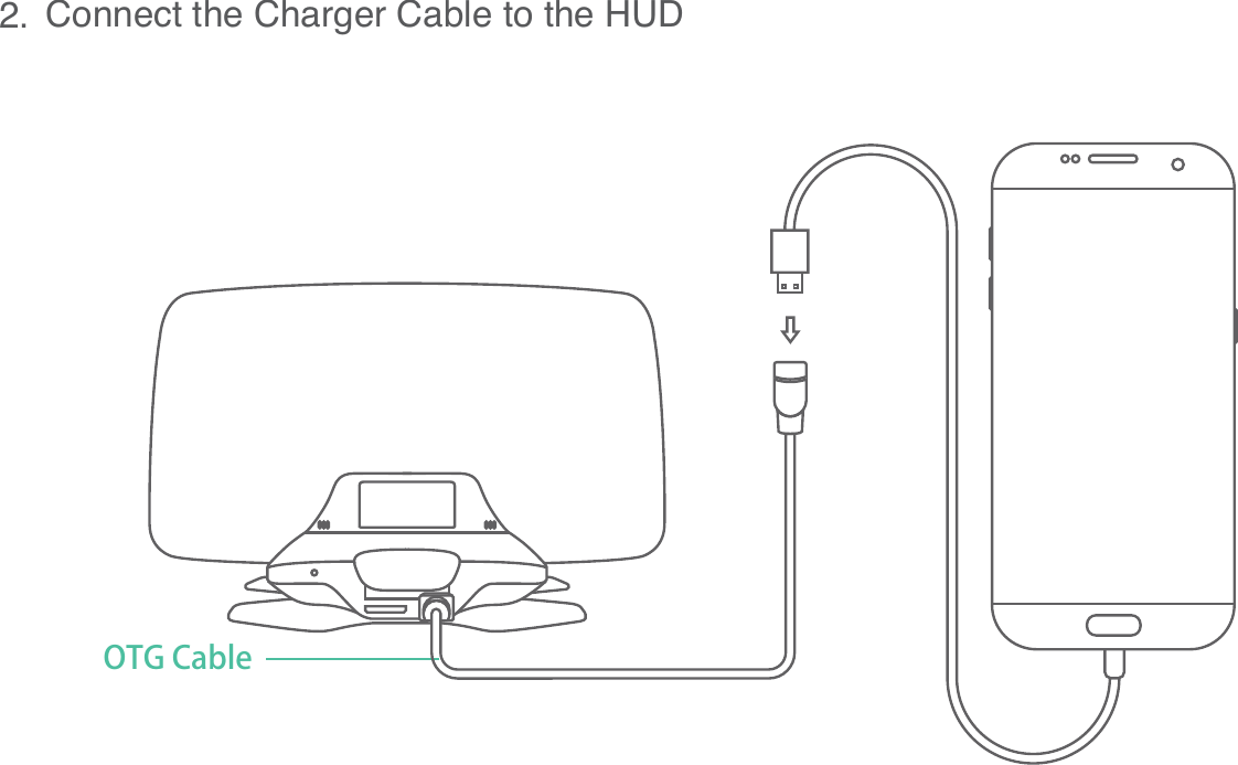  Connect the Charger Cable to the HUD092.OTG Cable