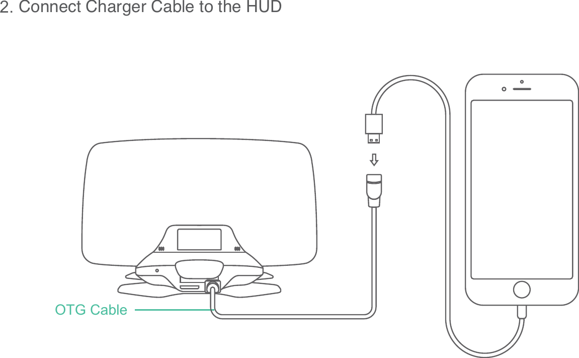 Connect Charger Cable to the HUD182.OTG Cable