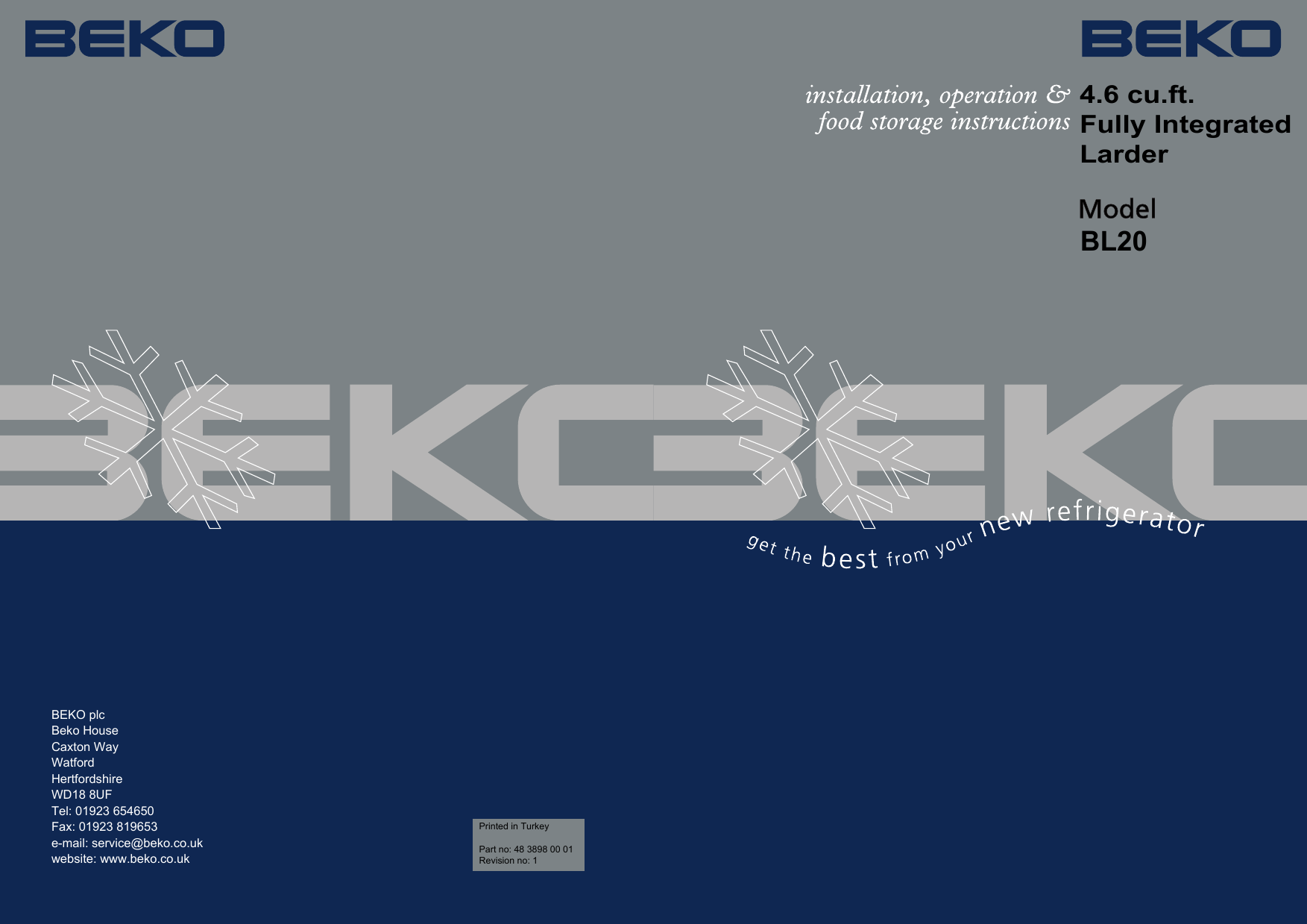 Page 1 of 12 - Beko Beko-Bl20-Users-Manual-  Beko-bl20-users-manual