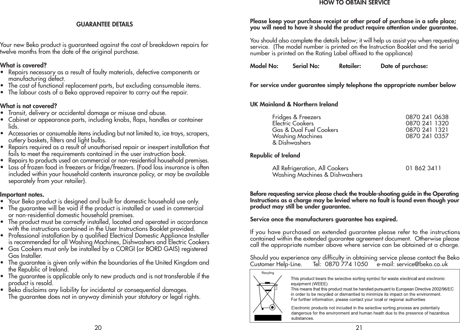 Page 12 of 12 - Beko Beko-Bl20-Users-Manual-  Beko-bl20-users-manual