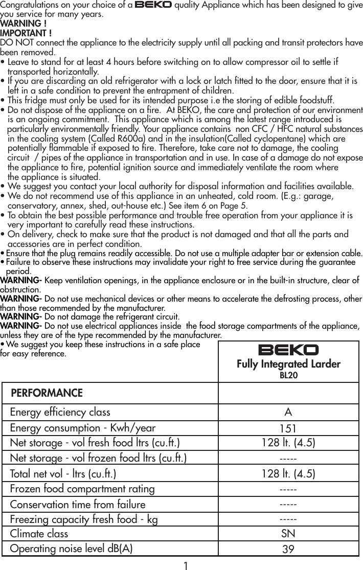 Page 2 of 12 - Beko Beko-Bl20-Users-Manual-  Beko-bl20-users-manual