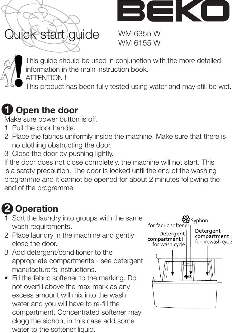 Page 1 of 4 - Beko Beko-Wm-6155-W-Users-Manual-  Beko-wm-6155-w-users-manual