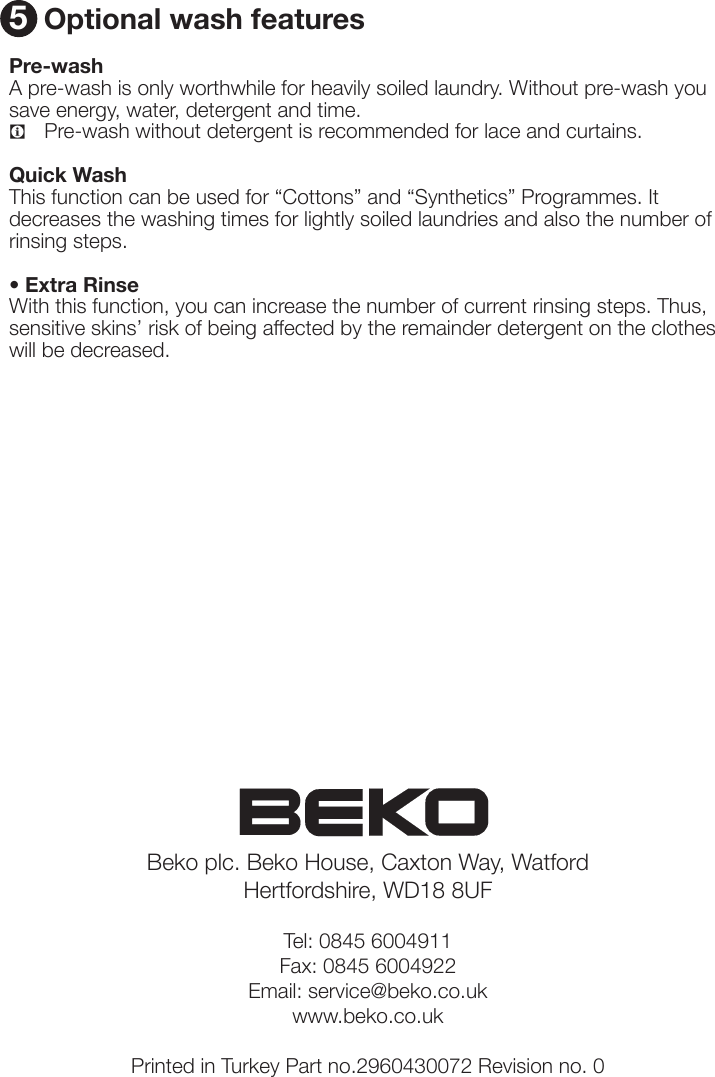 Page 4 of 4 - Beko Beko-Wm-6155-W-Users-Manual-  Beko-wm-6155-w-users-manual