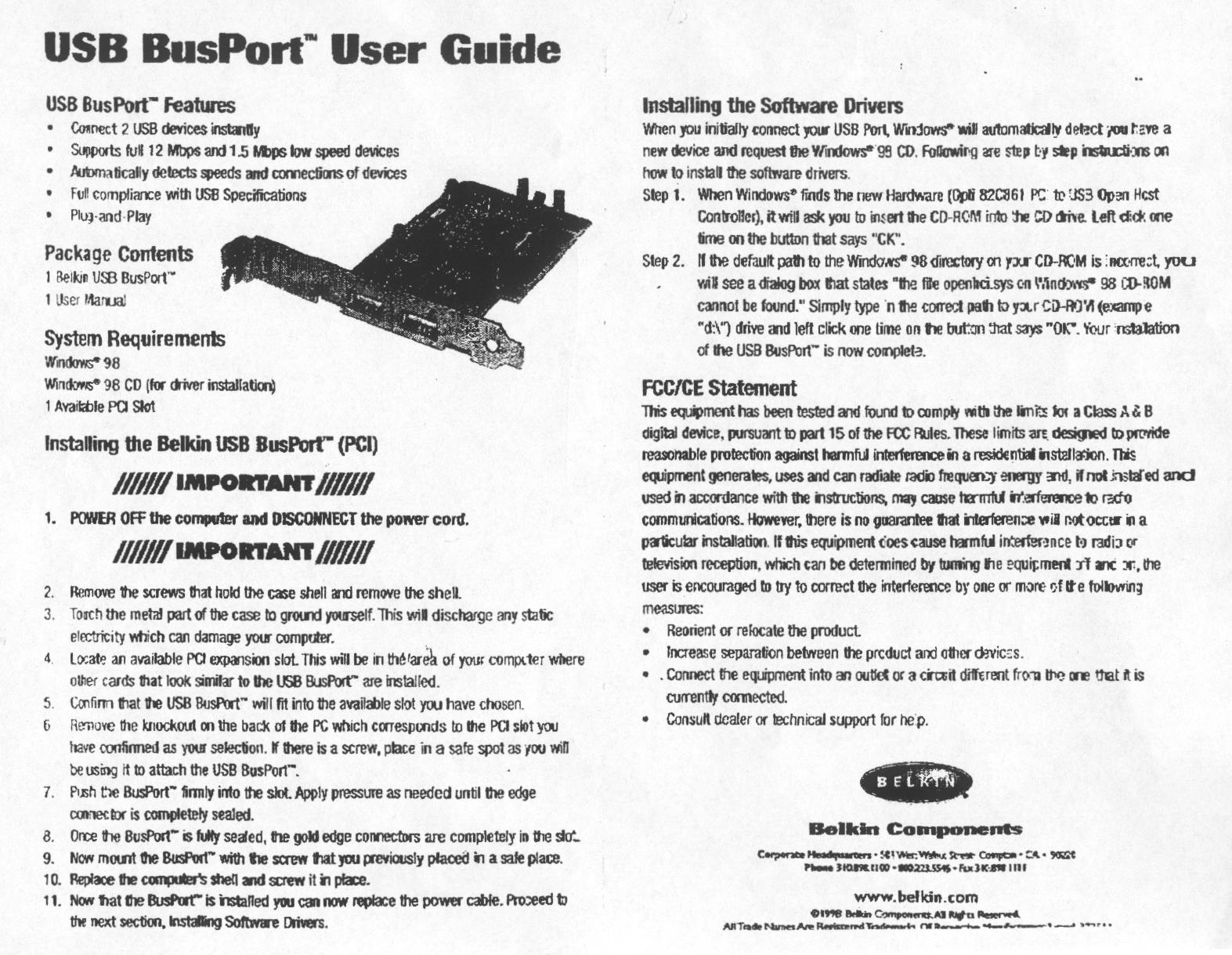 2 Ports USB Card User Manual