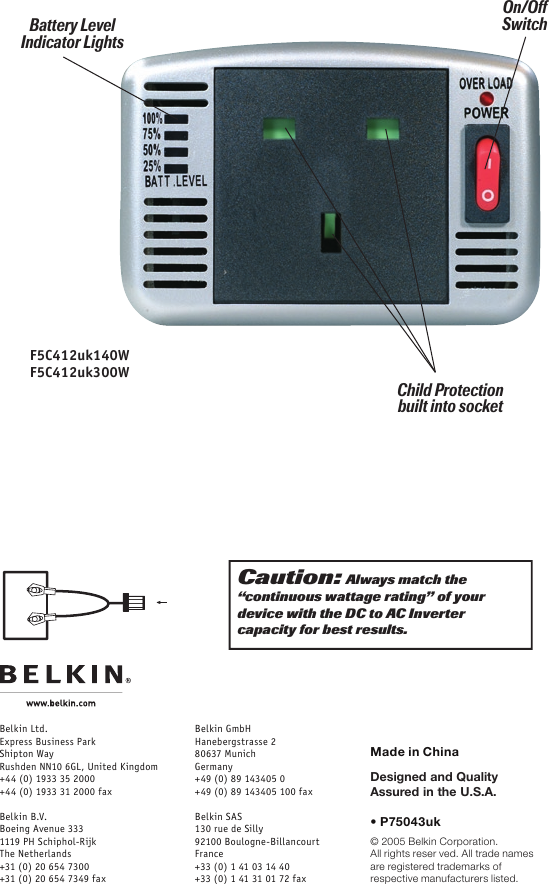 Page 10 of 10 - Belkin Belkin-Ac-Anywhere-Power-Inverter-F5C412Uk140W-Users-Manual- P75043uk_F5C412uk_man_uk  Belkin-ac-anywhere-power-inverter-f5c412uk140w-users-manual
