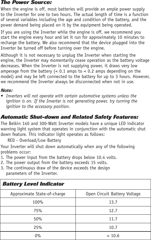 Page 6 of 10 - Belkin Belkin-Ac-Anywhere-Power-Inverter-F5C412Uk140W-Users-Manual- P75043uk_F5C412uk_man_uk  Belkin-ac-anywhere-power-inverter-f5c412uk140w-users-manual