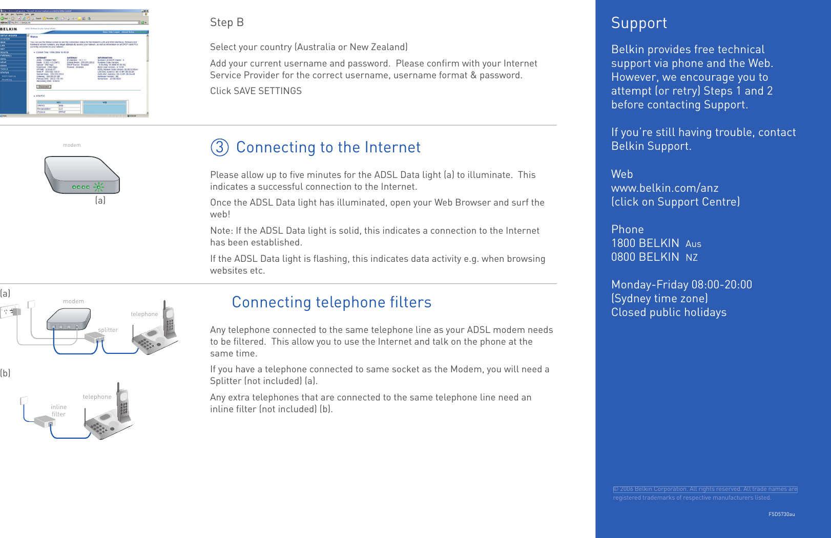 Page 2 of 2 - Belkin Belkin-Adsl2-Users-Manual- F5D5730au - Quick Install Guide  Belkin-adsl2-users-manual