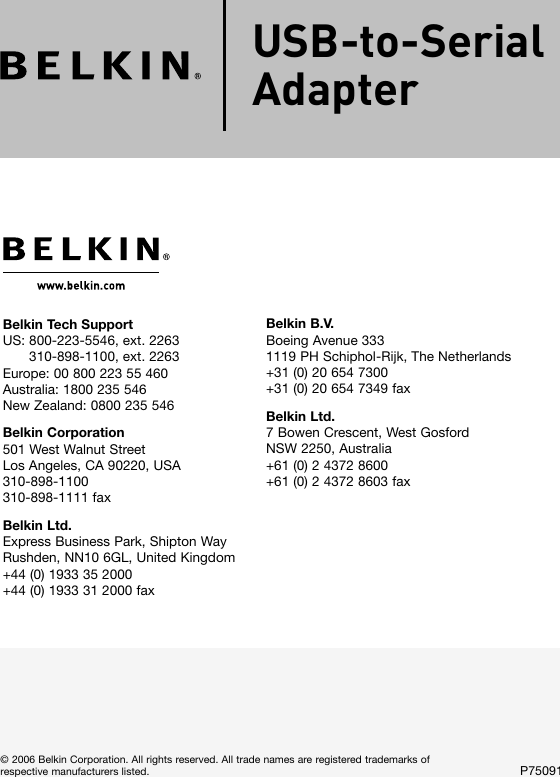 Page 12 of 12 - Belkin Belkin-F5U257-Users-Manual- P75091_F5U257_man  Belkin-f5u257-users-manual