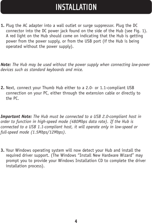Page 6 of 9 - Belkin Belkin-Thumb-Hub-F5U218-Mob-Users-Manual- P74459_F5U218-MOB_man  Belkin-thumb-hub-f5u218-mob-users-manual
