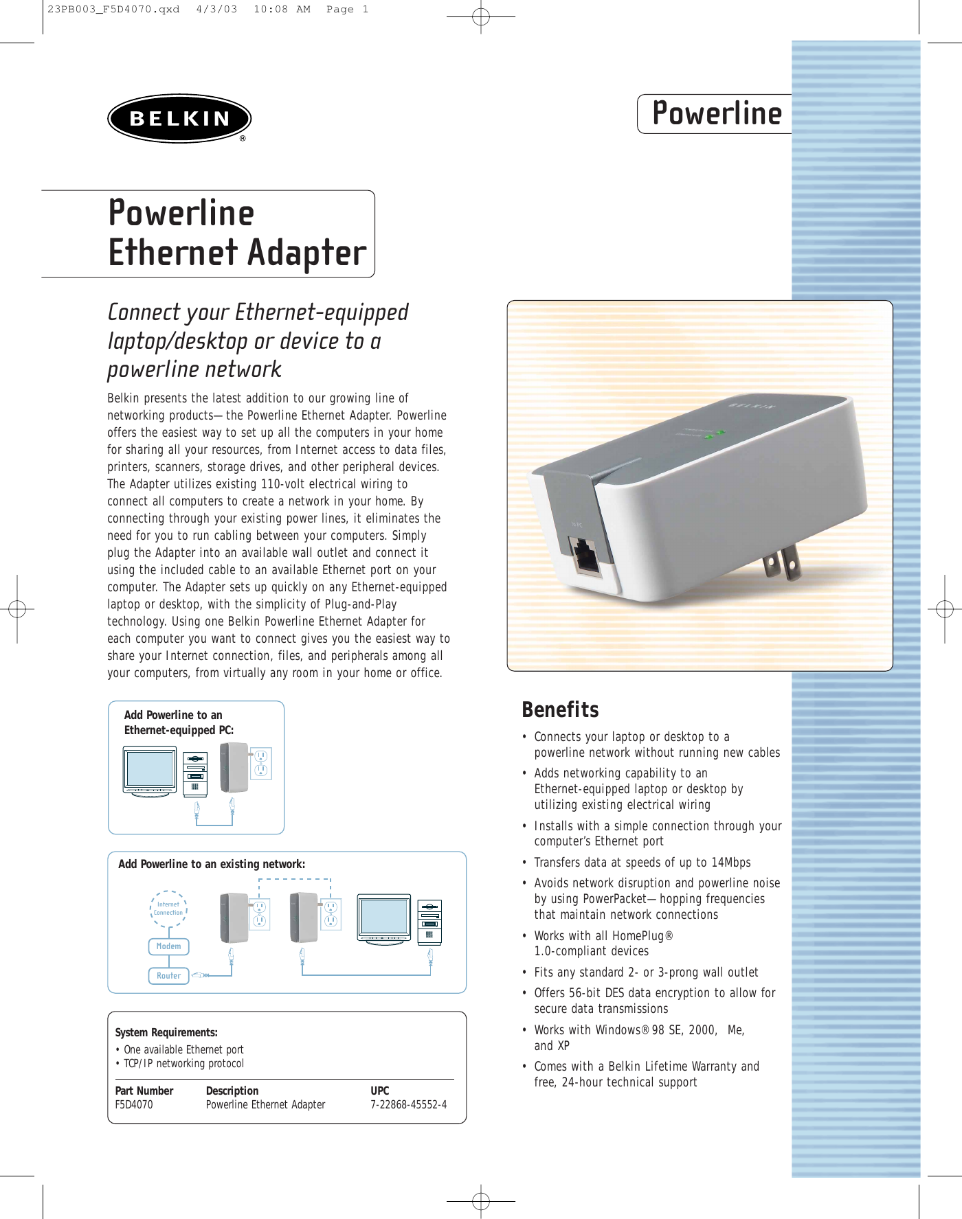 Page 1 of 2 - Belkin F5D4070 23PB003_F5D4070 User Manual  To The D06e3edc-4b03-4fae-abb8-297988ef5bac