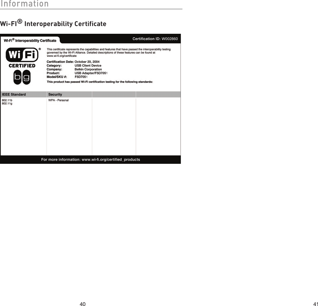4140InformationWi-FI® Interoperability Certificate