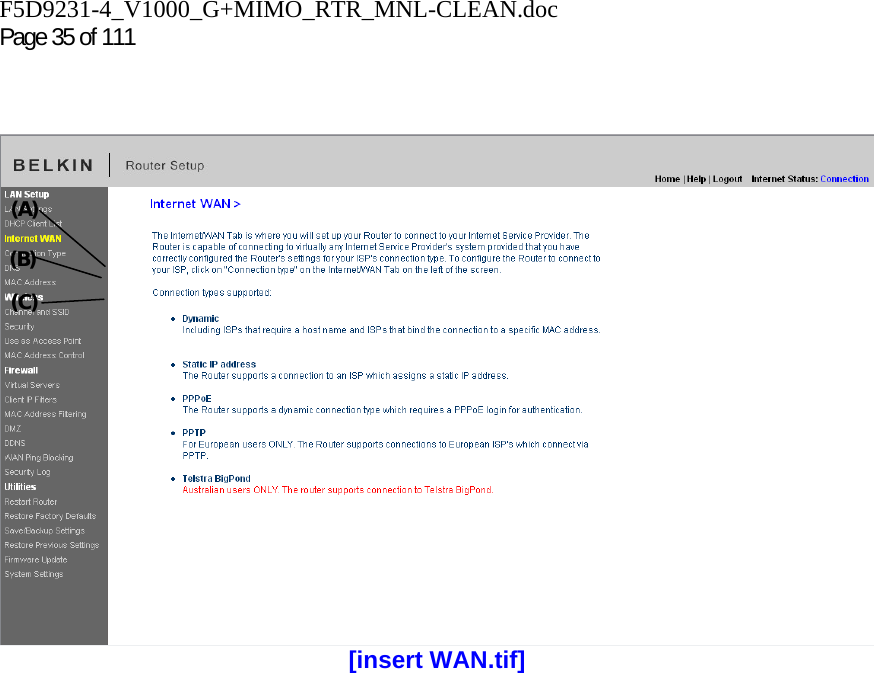 F5D9231-4_V1000_G+MIMO_RTR_MNL-CLEAN.doc  Page 35 of 111      [insert WAN.tif](A) (B) (C) 