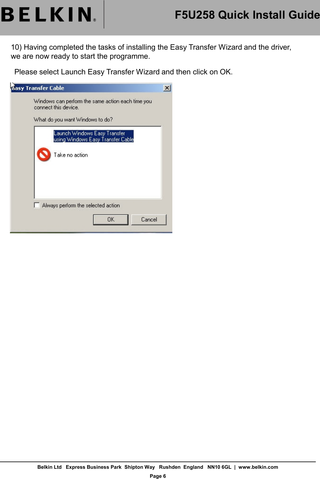 Page 6 of 7 - Belkin F5U258 F5U258ea Quick Install Guide User Manual  To The 05d4be08-8ffa-480f-9f22-b192546f1e86