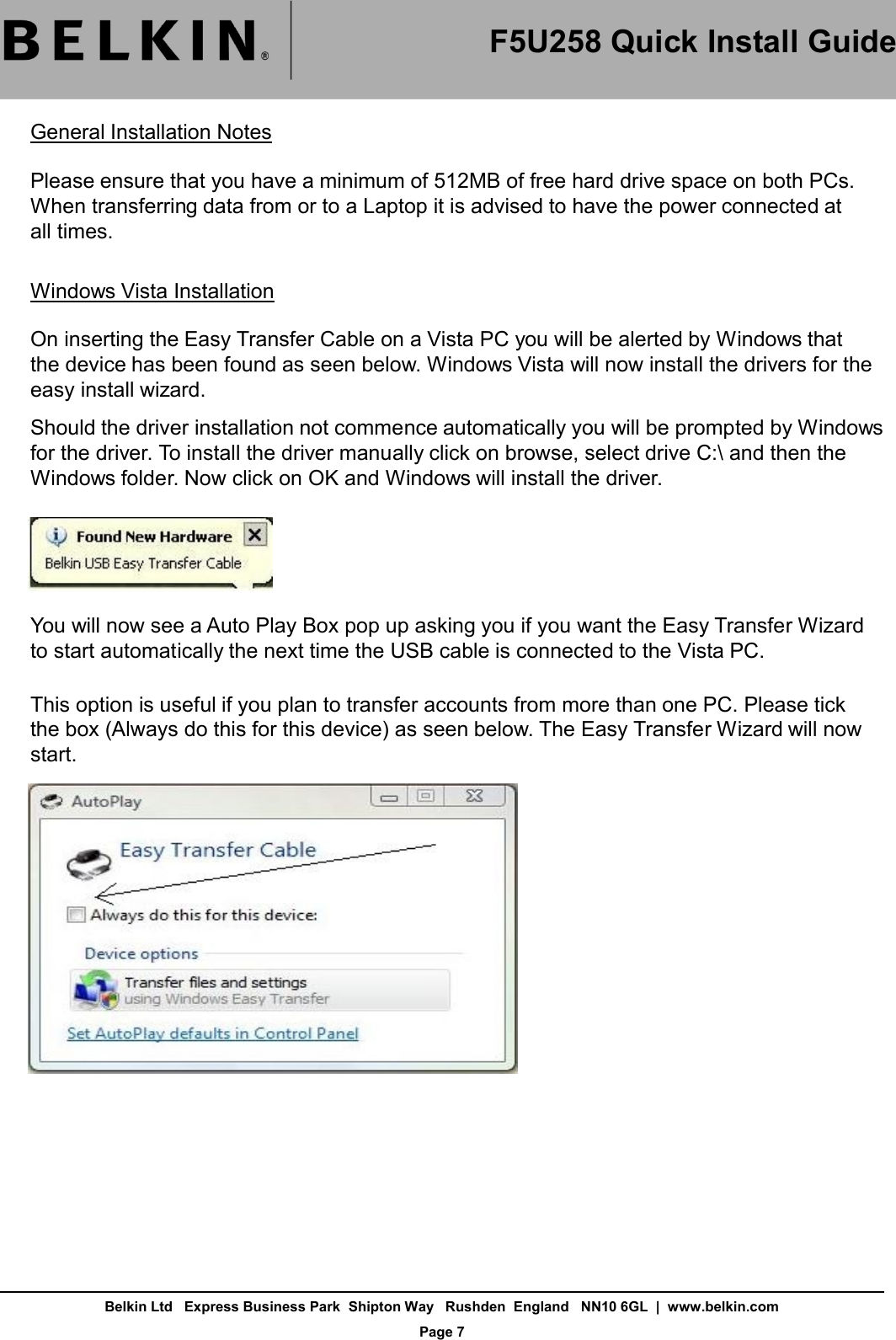 Page 7 of 7 - Belkin F5U258 F5U258ea Quick Install Guide User Manual  To The 05d4be08-8ffa-480f-9f22-b192546f1e86