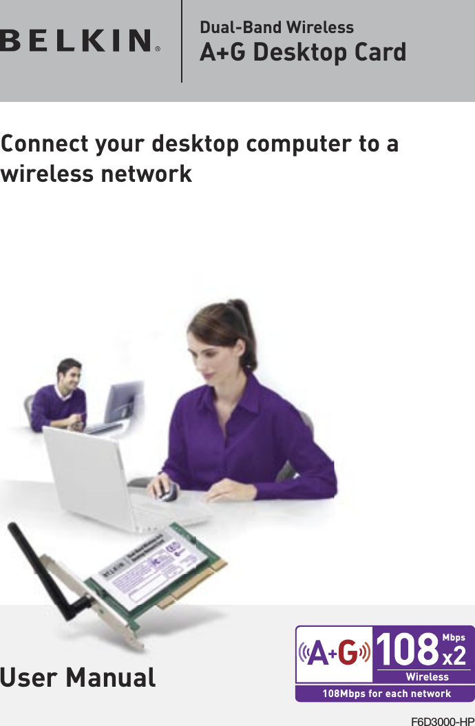 Connect your desktop computer to a wireless networkF6D3000-HPUser Manual  Dual-Band Wireless A+G Desktop Card