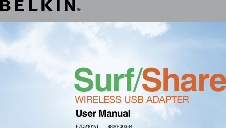 Surf/ShareWireless UsB AdApterUser ManualF7D2101v1  8820-00384