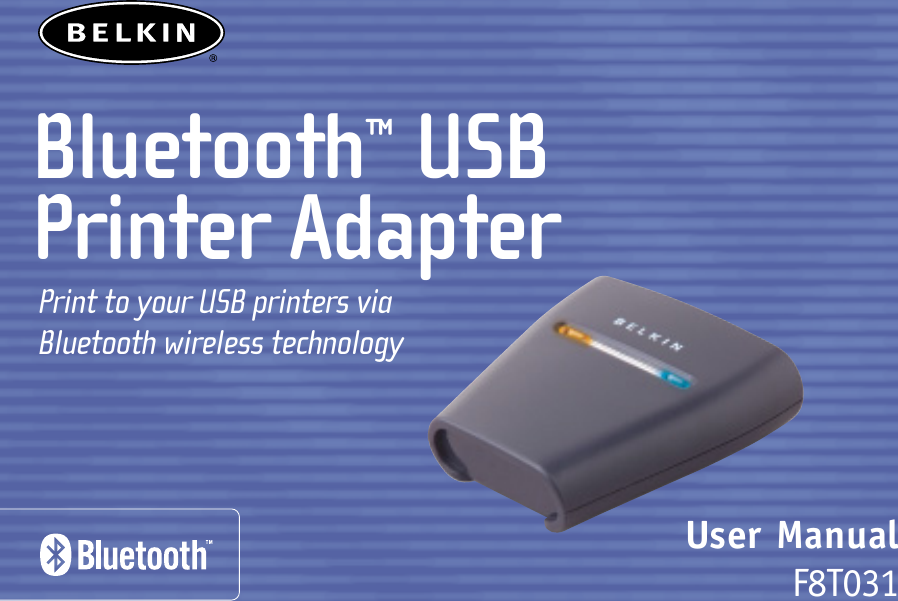Belkin F8T031 Bluetooth Wireless USB Printer Adapter 