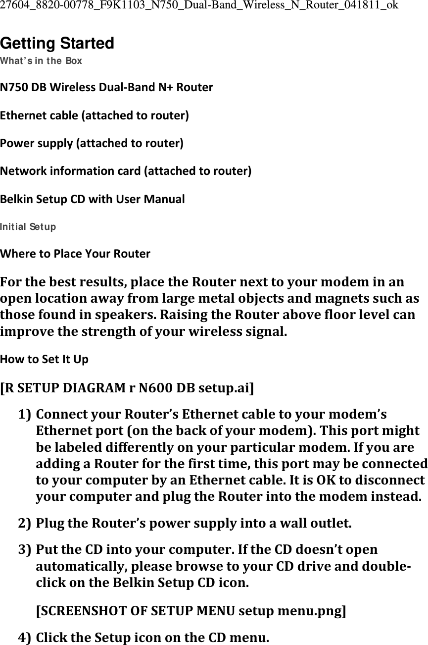 Belkin F9k1103v1 N750 Db Wireless N Router User Manual