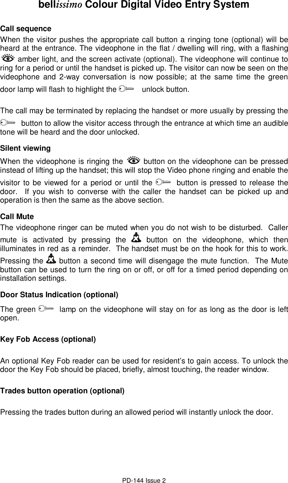 Page 4 of 4 - Bell Bell-Intercom-System-Bellissimo-Users-Manual- Bellissimo User Guide Multi-way (PD-144 Issue 2)  Bell-intercom-system-bellissimo-users-manual