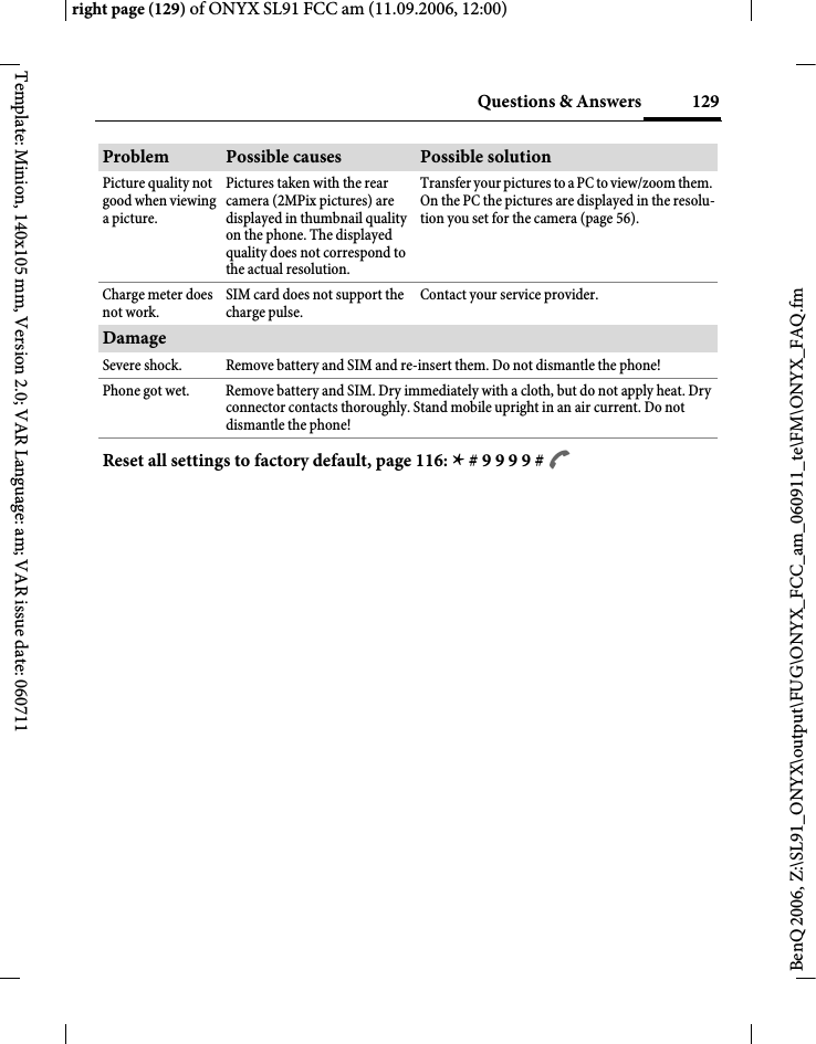 Page 129 of BenQ Mobile and OHG SL91 GSM 900/1800/1900, UMTS Mobile Phone with BT User Manual ONYX FUG