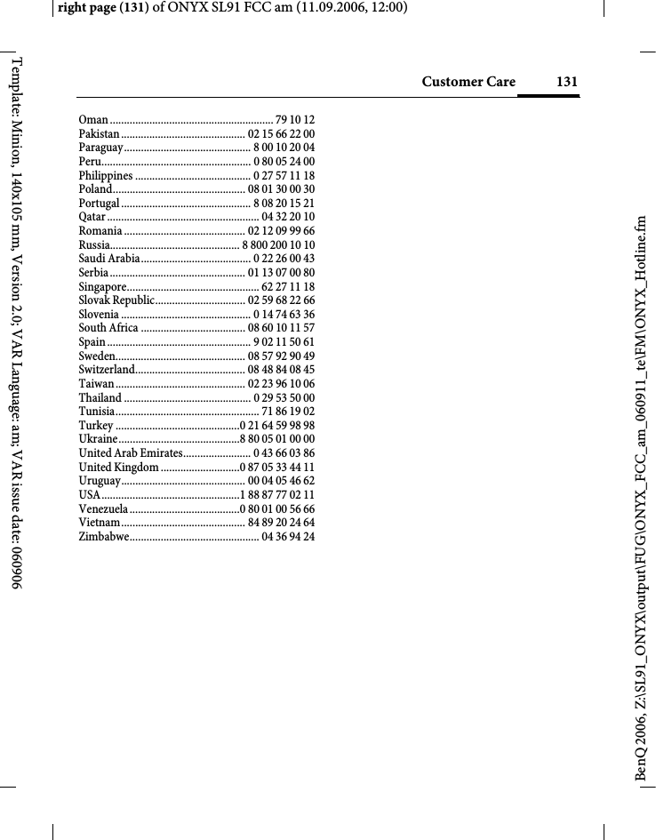 Page 131 of BenQ Mobile and OHG SL91 GSM 900/1800/1900, UMTS Mobile Phone with BT User Manual ONYX FUG
