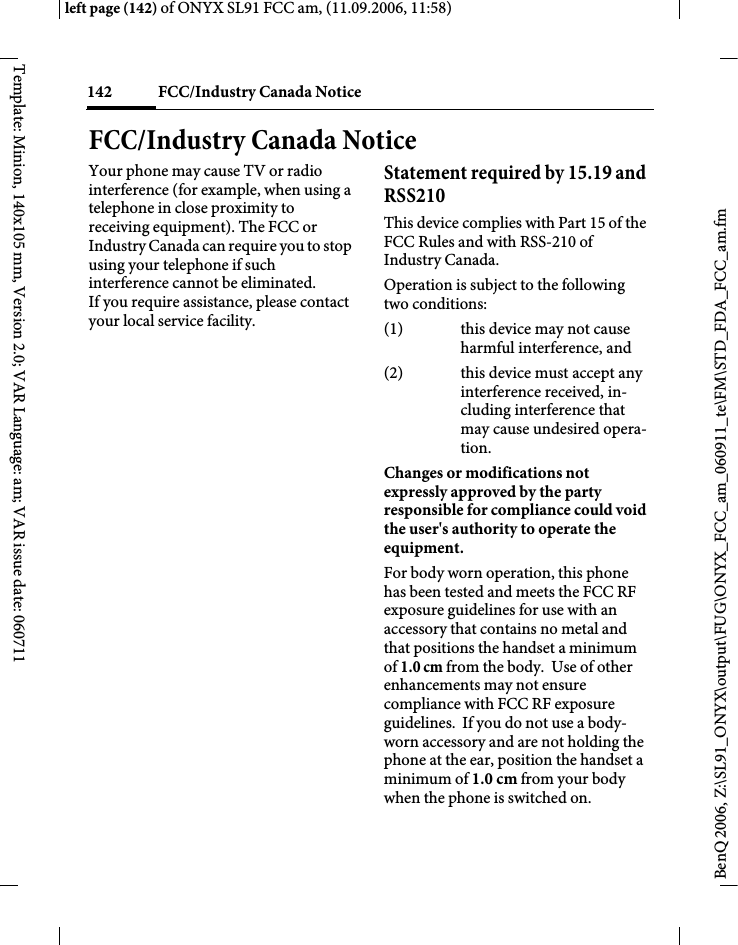 Page 142 of BenQ Mobile and OHG SL91 GSM 900/1800/1900, UMTS Mobile Phone with BT User Manual ONYX FUG