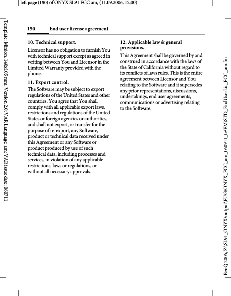 Page 150 of BenQ Mobile and OHG SL91 GSM 900/1800/1900, UMTS Mobile Phone with BT User Manual ONYX FUG