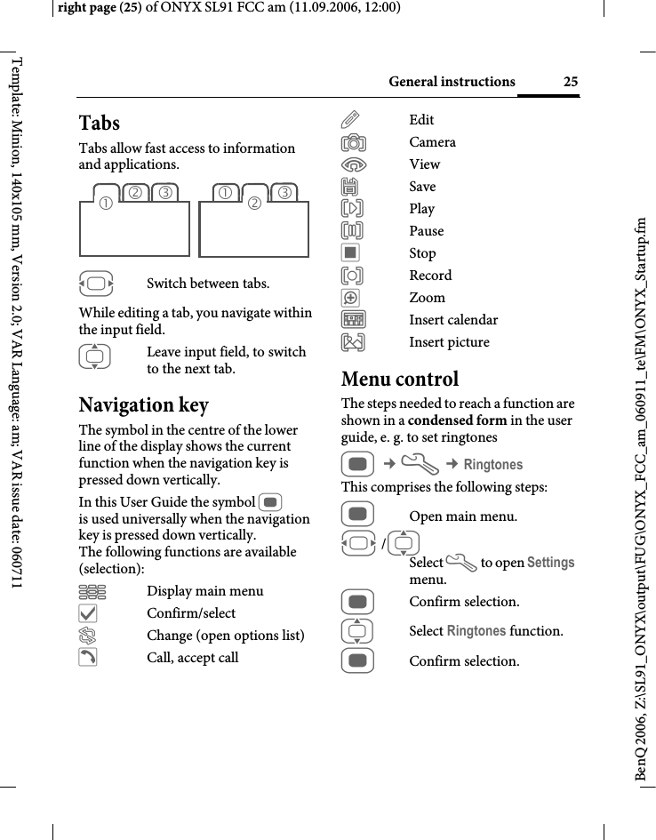 Page 25 of BenQ Mobile and OHG SL91 GSM 900/1800/1900, UMTS Mobile Phone with BT User Manual ONYX FUG
