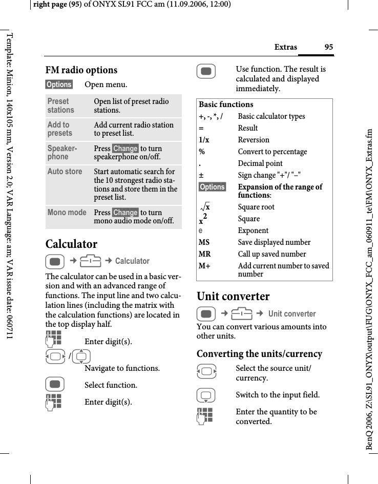 Page 95 of BenQ Mobile and OHG SL91 GSM 900/1800/1900, UMTS Mobile Phone with BT User Manual ONYX FUG