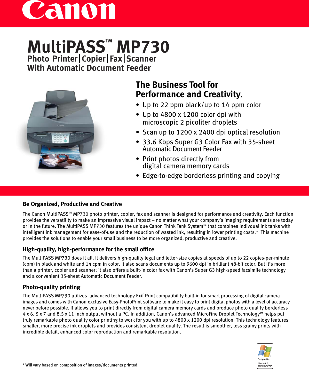 Page 1 of 2 - BenQ MP730 Spec Sheet User Manual  To The 8c7b9f87-5de7-4453-ac71-d4ec4f2ce31f