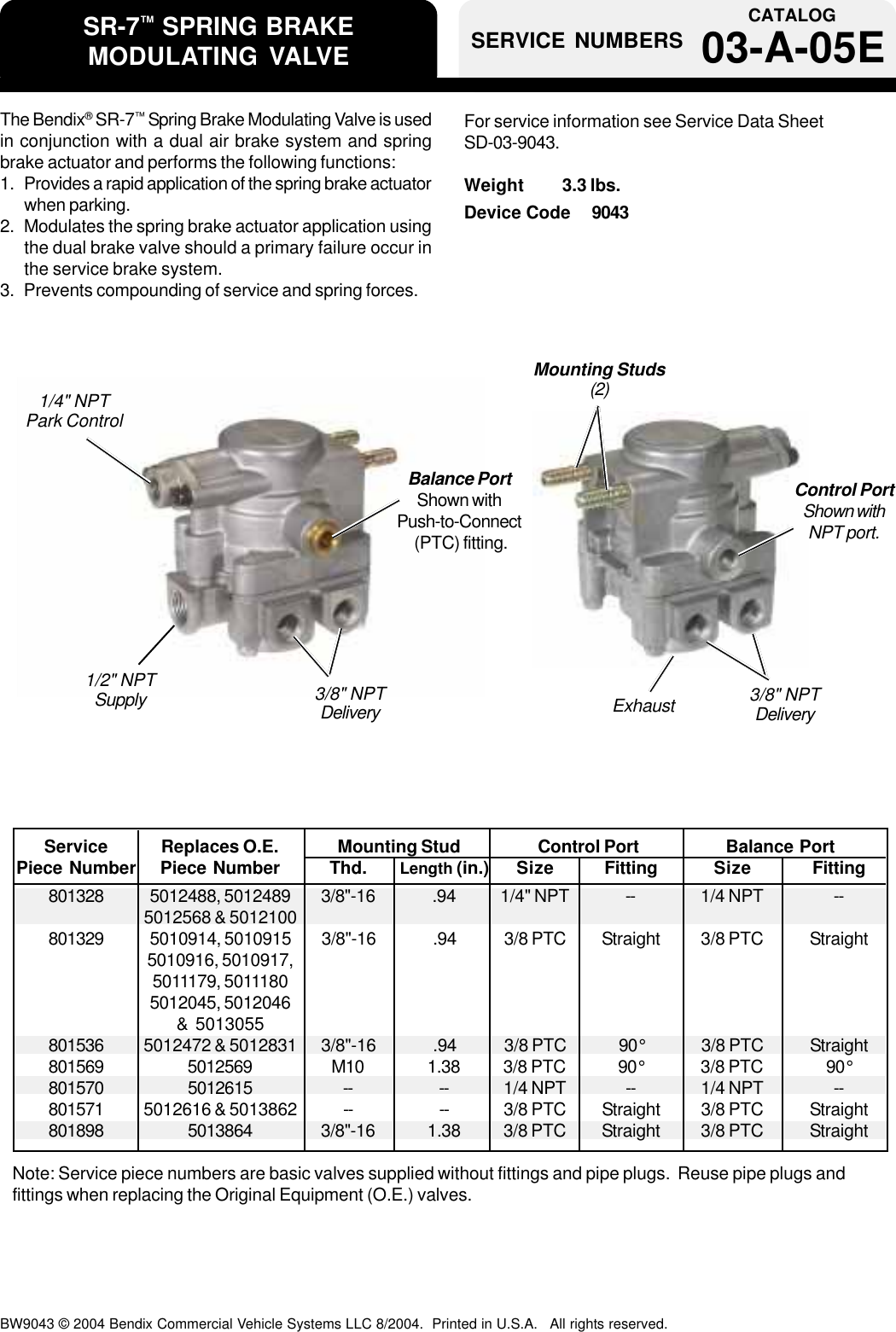 Page 1 of 1 - Bendix Bendix-03-A-05E-Users-Manual- BEN.PARTSCATALOG.03A01 Bendix-03-a-05e-users-manual