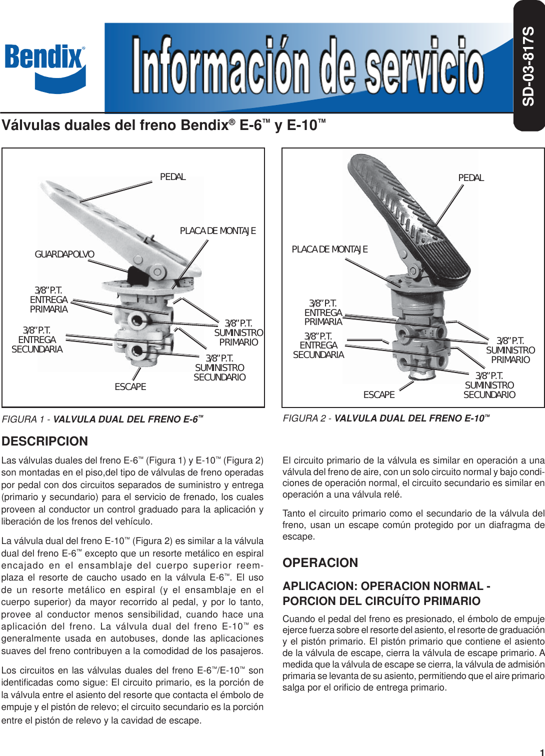 Page 1 of 8 - Bendix Bendix-Bw1427S-Users-Manual- SD-03-817S  Bendix-bw1427s-users-manual