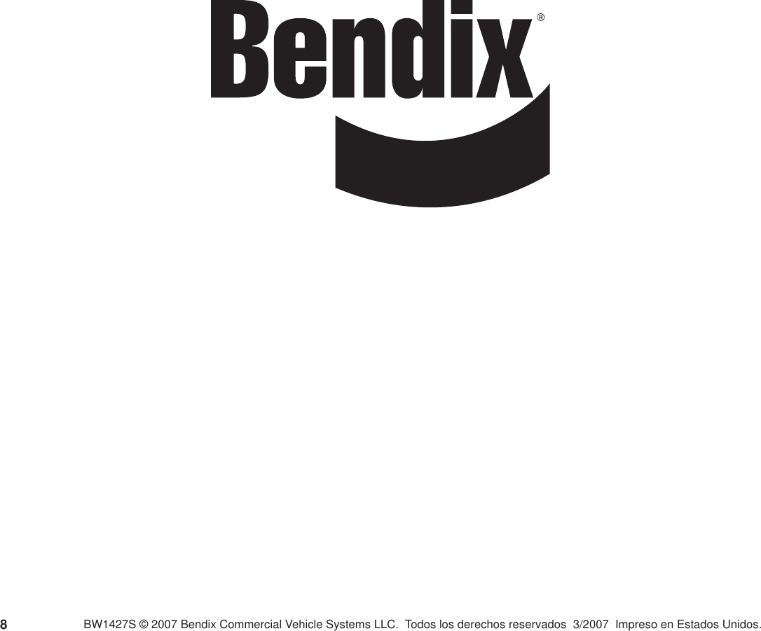 Page 8 of 8 - Bendix Bendix-Bw1427S-Users-Manual- SD-03-817S  Bendix-bw1427s-users-manual