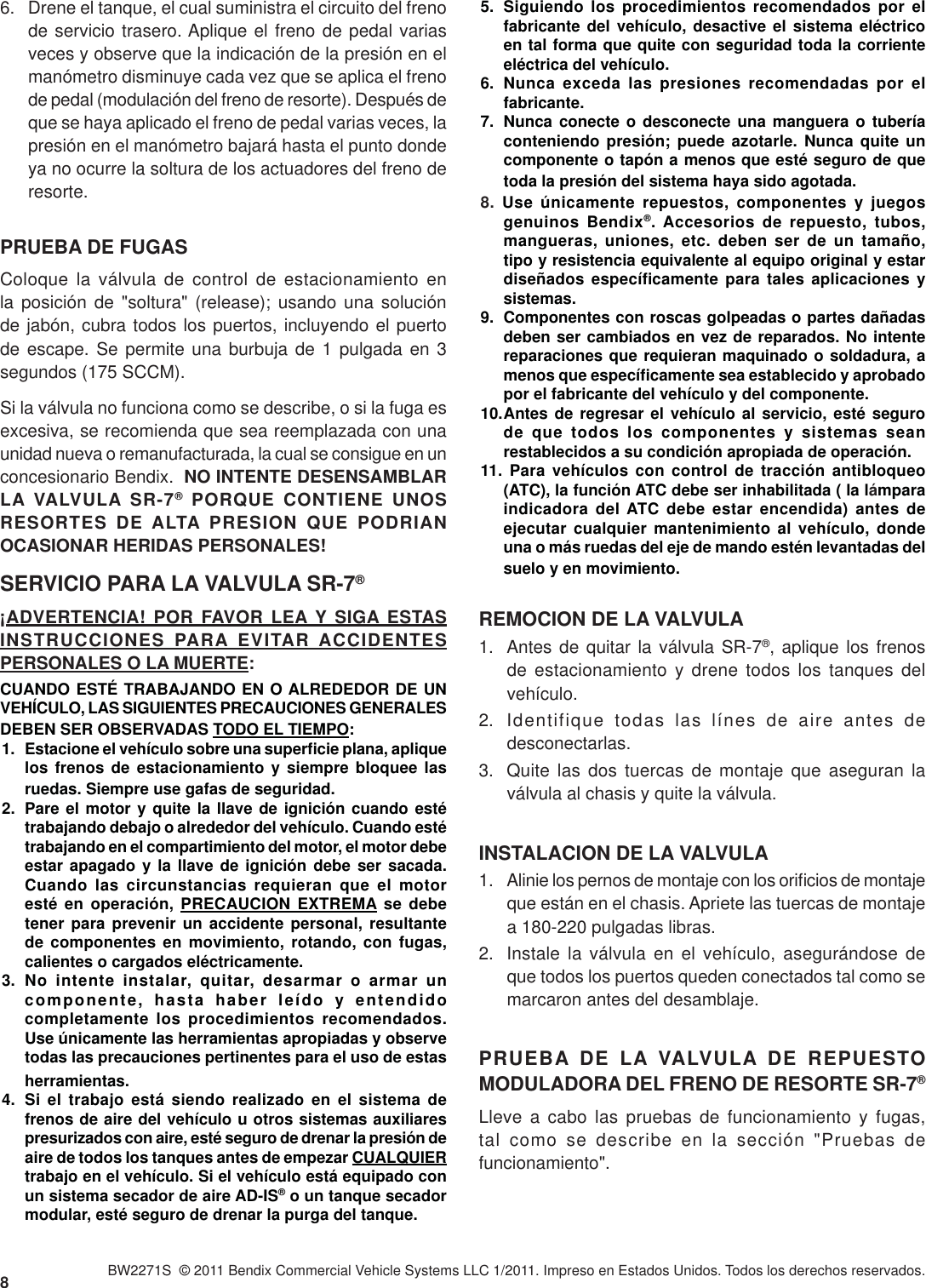 Page 8 of 8 - Bendix Bendix-Bw2271S-Users-Manual- SD-03-9043c S  Bendix-bw2271s-users-manual