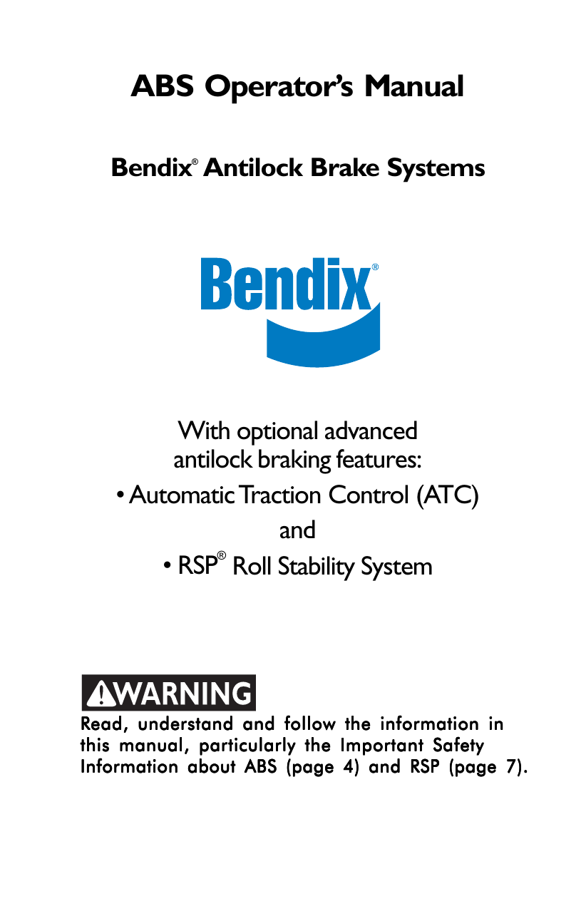 Bendix Bw2499 Users Manual Operator's RSP