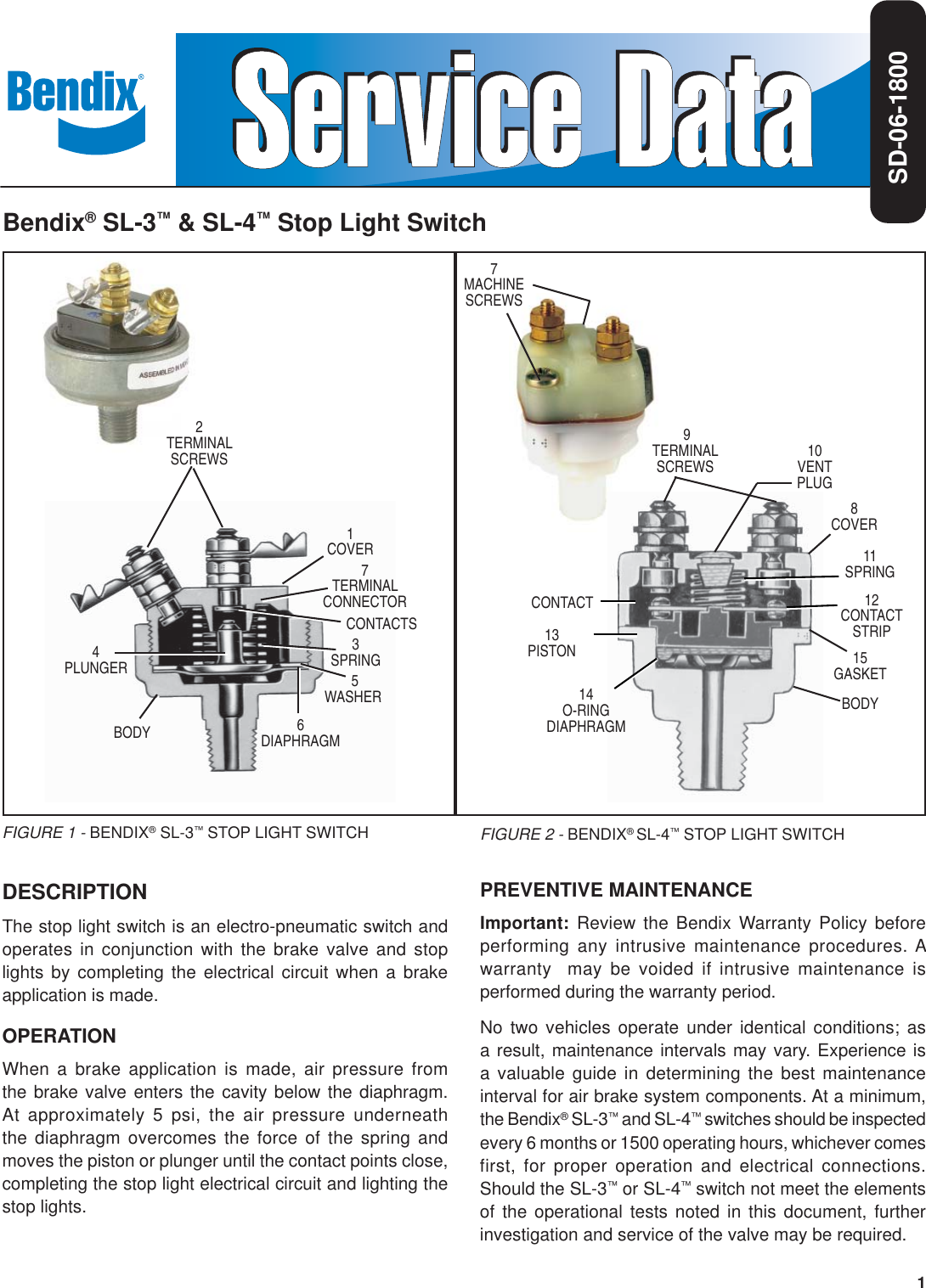 Page 1 of 4 - Bendix Bendix-Sd-06-1800-Users-Manual- SD-06-1800f Updated Caution Note And TMs  Bendix-sd-06-1800-users-manual