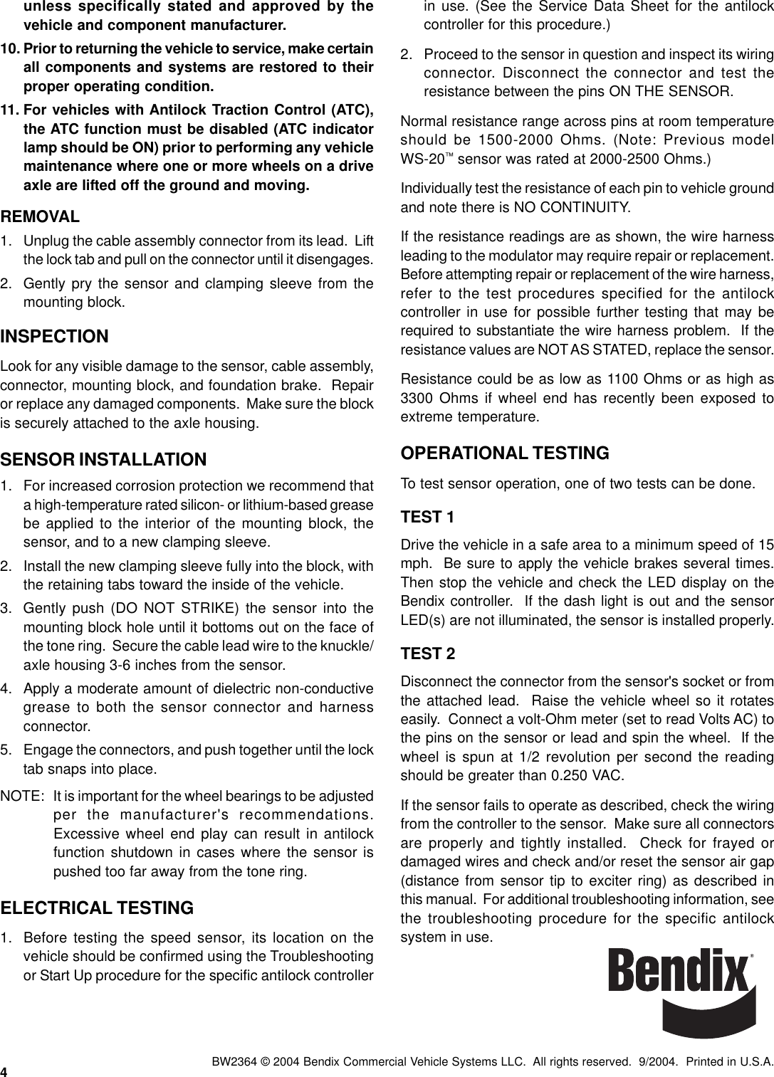 Page 4 of 4 - Bendix Bendix-Sd-13-4860-Users-Manual- Ws24  Bendix-sd-13-4860-users-manual