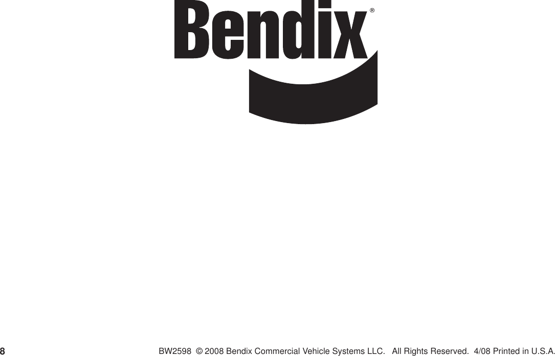 Page 8 of 8 - Bendix Bendix-Sd-13-4861-Users-Manual- SD-13-4861  Bendix-sd-13-4861-users-manual