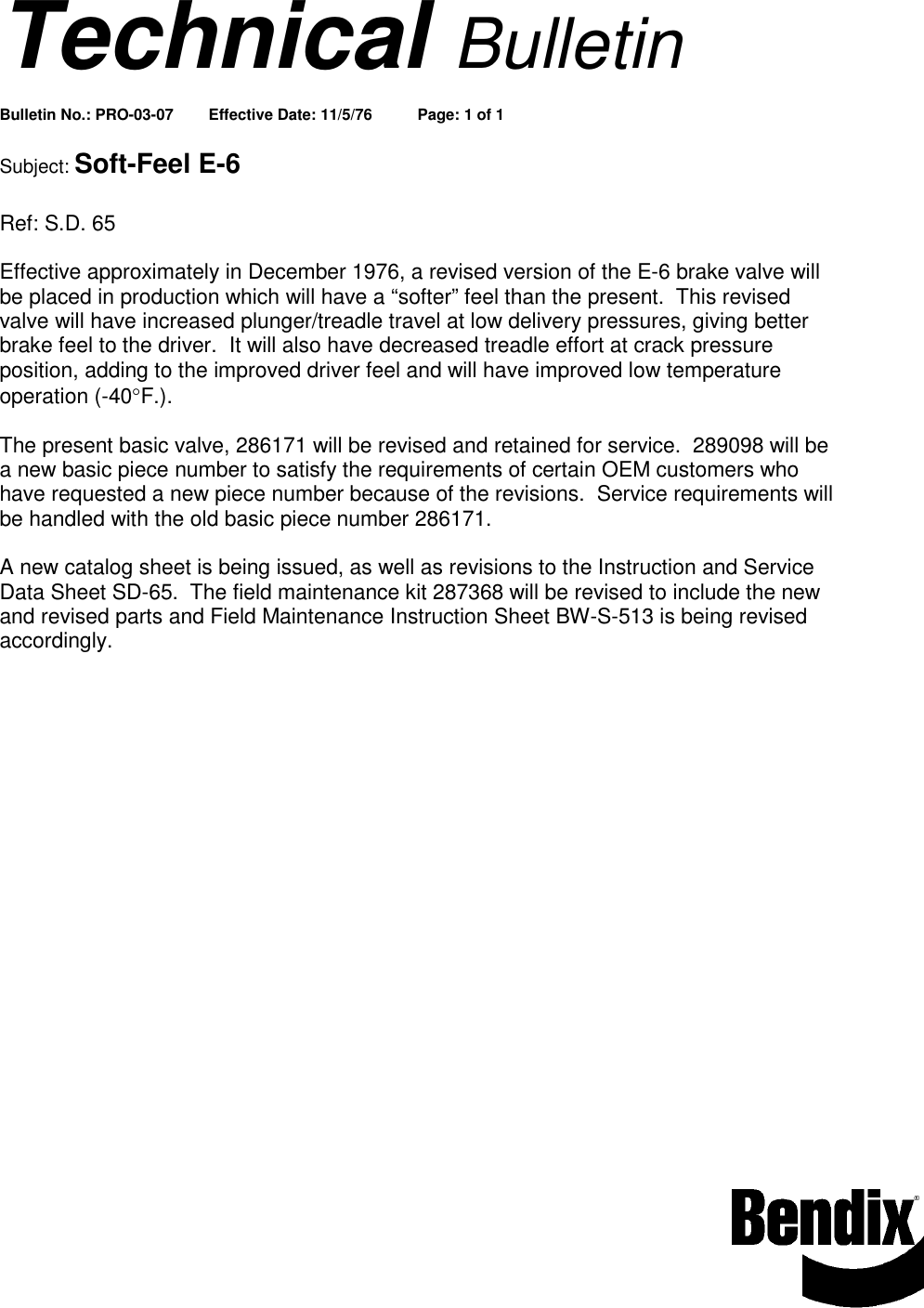 Page 1 of 1 - Bendix Bendix-Tch-003-007-Users-Manual- Technical Bulletin  Bendix-tch-003-007-users-manual