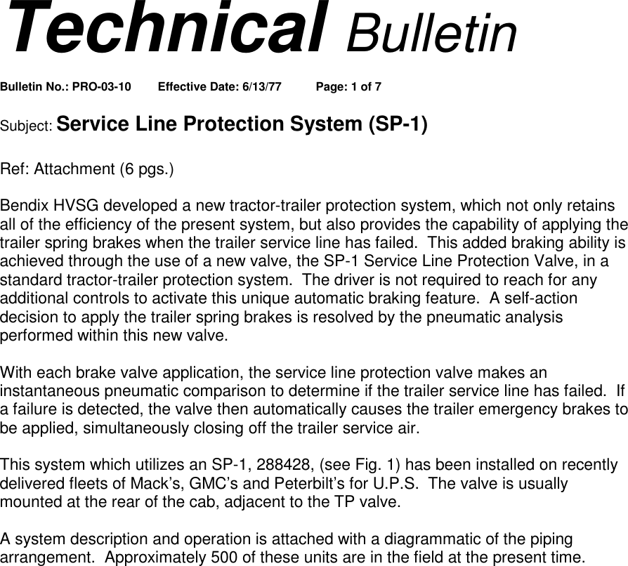 Page 1 of 7 - Bendix Bendix-Tch-003-010-Users-Manual- Technical Bulletin  Bendix-tch-003-010-users-manual