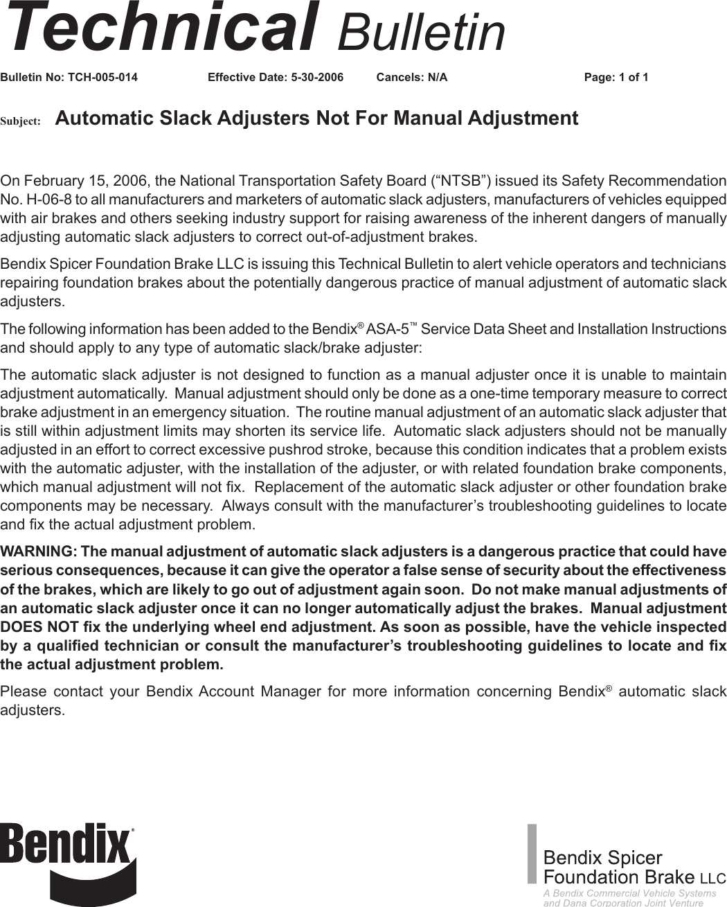 Page 1 of 1 - Bendix Bendix-Tch-005-014-Users-Manual- Tch-005-014  Bendix-tch-005-014-users-manual