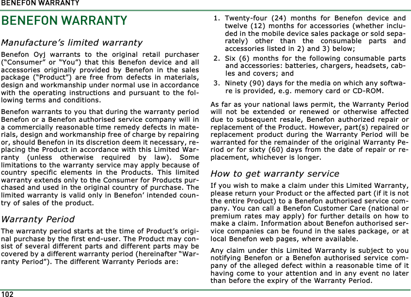 Page 102 of Benefonj TGP80EG GSM Mobile phone User Manual twig