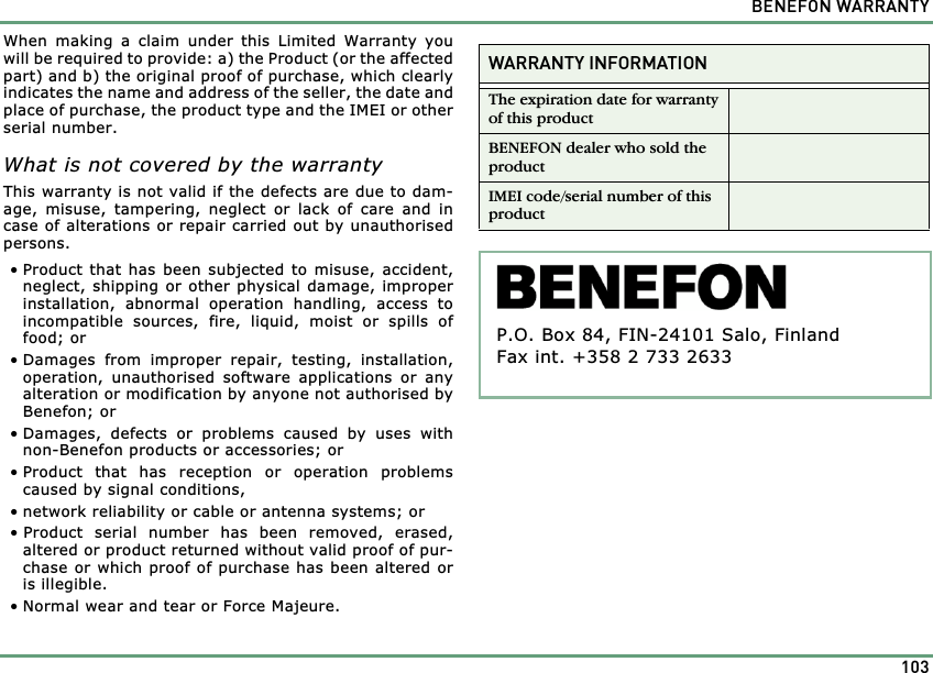 Page 103 of Benefonj TGP80EG GSM Mobile phone User Manual twig