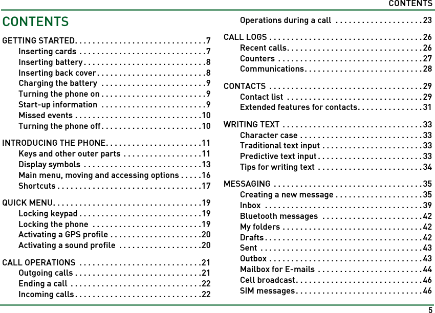 Page 5 of Benefonj TGP80EG GSM Mobile phone User Manual twig