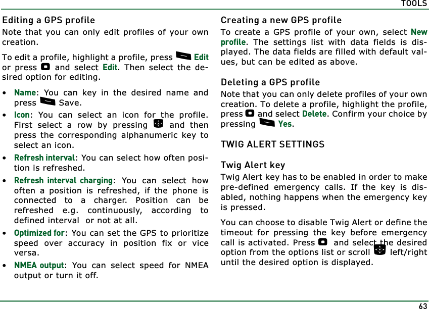 Page 63 of Benefonj TGP80EG GSM Mobile phone User Manual twig