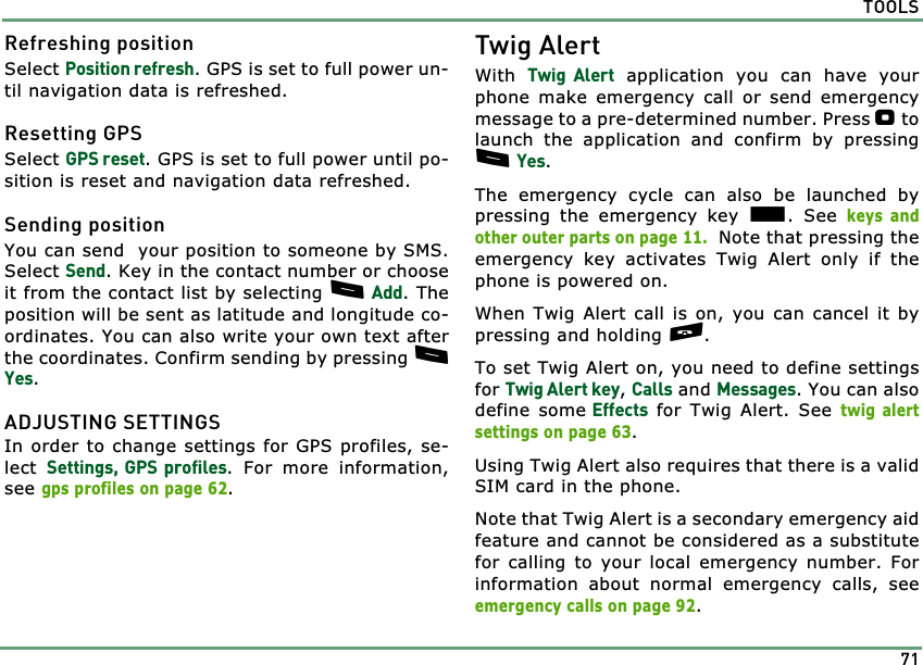 Page 71 of Benefonj TGP80EG GSM Mobile phone User Manual twig