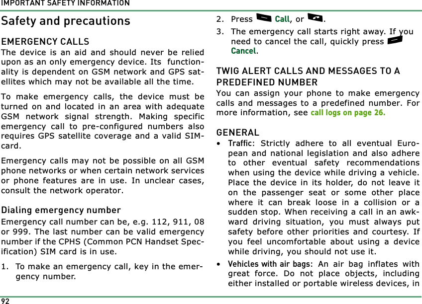 Page 92 of Benefonj TGP80EG GSM Mobile phone User Manual twig