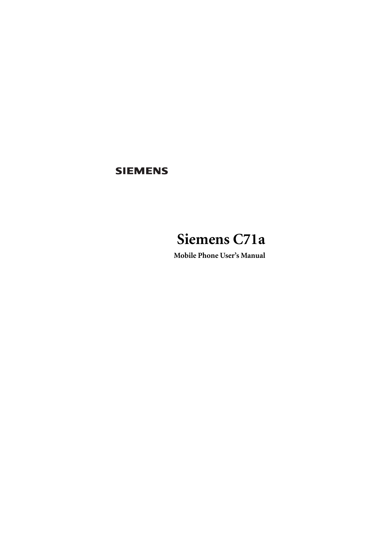 Siemens C71aMobile Phone User’s Manual