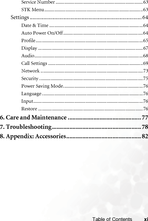 xii Table of Contents